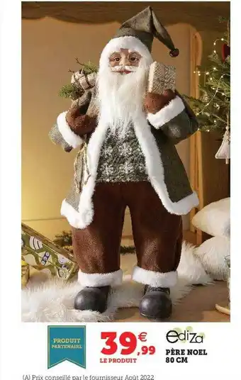 Hyper U Père noël 80 cm ediza offre