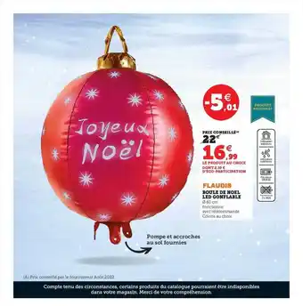 Hyper U Boule de noël led gonflable flaudis offre
