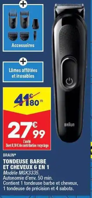 ALDI Tondeuse barbe et cheveux 6 en 1 braun offre
