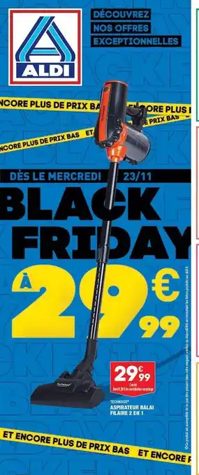 ALDI Aspirateur balai filaire 2 en 1 techwood offre