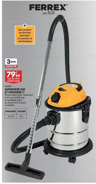 ALDI Aspirateur eau et poussière ferrex offre