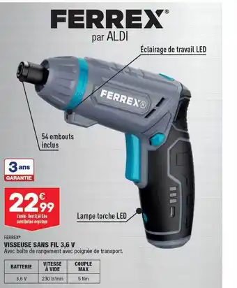ALDI Visseuse sans fil 3,6v ferrex offre