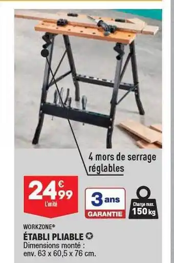 ALDI Établi pliable workzone offre