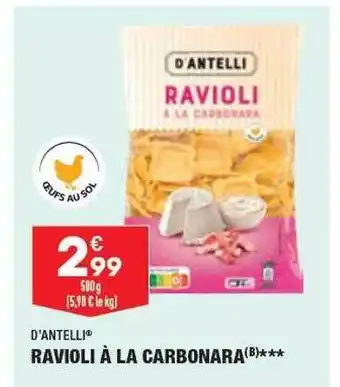 ALDI Ravioli à la carbonara d'antelli offre