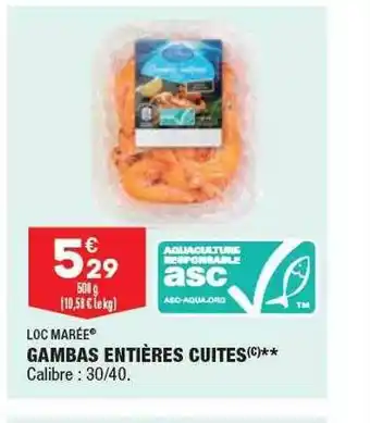 ALDI Gambas entières cuites loc marée offre