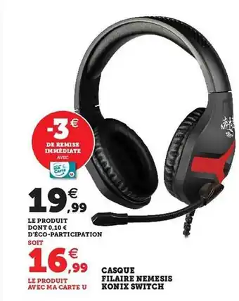 Hyper U Casque filaire nemesis konix switch offre