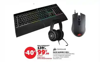 Hyper U Pack gaming 3 en 1 corsair offre