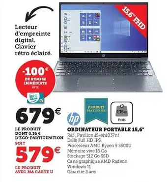Hyper U Ordinateur portable 15,6 offre