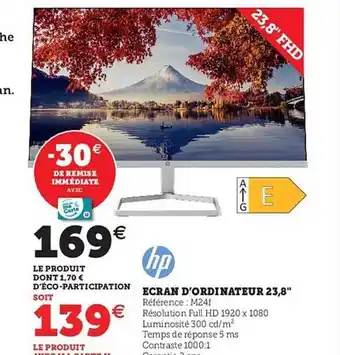 Hyper U Écran d'ordinateur 23,8 offre