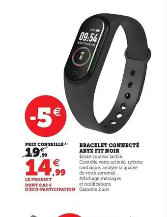 Hyper U Bracelet connecté abyx fit noir offre