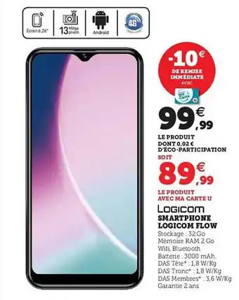 Hyper U Smartphone logicom flow logicom offre