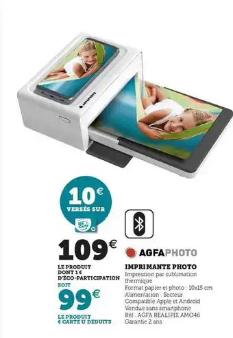 Hyper U Imprimante photo agfaphoto offre
