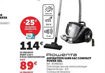 Hyper U Aspirateur sans sac compact power xxl rowenta offre