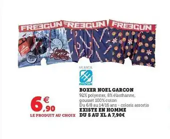 Hyper U Boxer noël garçon existe en homme du s au xl freegun offre