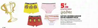 Hyper U Lot de 2 boxers garçon ou de 2 shorty fille harry potter offre