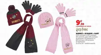 Hyper U Bonnet + écharpe + gant harry potter offre