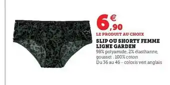 Slip ou shorty femme ligne garden
