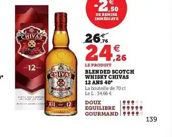 Hyper U Blended scotch whisky chivas 12 ans 40° offre