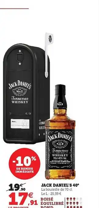 Hyper U Jack daniel's 40° offre