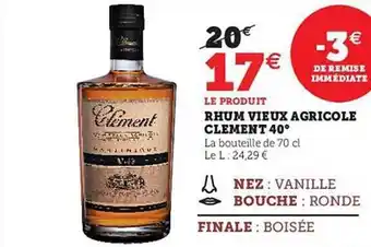 Rhum vieux agricole clément 40°
