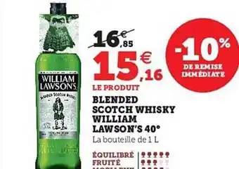 Hyper U Blended scotch whisky william lawson's 40° offre