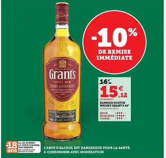 Hyper U Blended scotch whisky grant's 40° offre