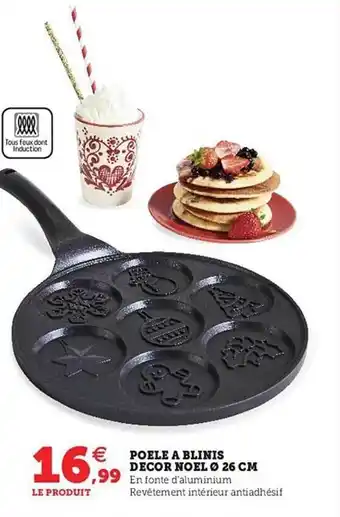 Hyper U Poêle à blinis décor noël ø 26 cm offre