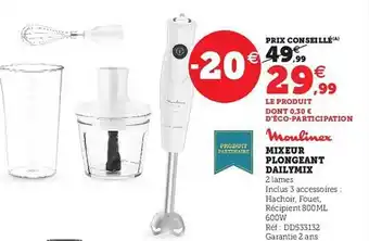 Hyper U Mixeur plongeant dailymix moulinex offre