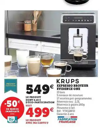 Expresso broyeur évidence one krups