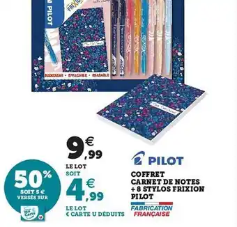 Hyper U Coffret carnet de notes + 8 stylos frixion pilot offre