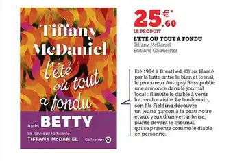 Hyper U L'été où tout a fondu - tiffany mc daniel offre