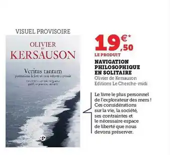 Hyper U Navigation philosophique en solitaire - olivier de kersauson offre