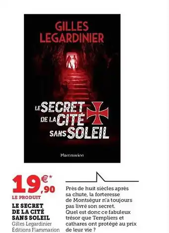 Hyper U Le secret de la cité sans soleil - gilles legardinier offre