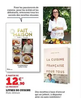 Hyper U Livres de cuisine offre
