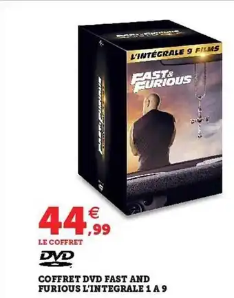 Hyper U Coffret dvd fast and furious l'intégrale 1 à 9 offre