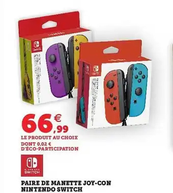 Hyper U Paire de manette joy-con nintendo switch offre