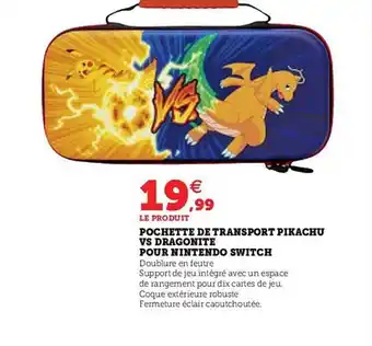 Hyper U Pochette de transport pikachu vs dragonite pour nintendo switch offre