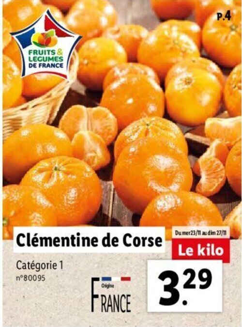 Promo Clémentine de Corse chez Lidl