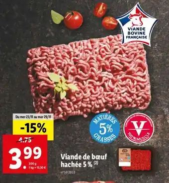 Lidl Viande de Bœuf Hachée 5* offre