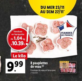Lidl 8 Paupiettes de Veau offre