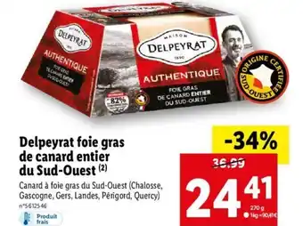 Lidl Delpeyrat Foie Gras de Canard Entier du Sud-Ouest offre
