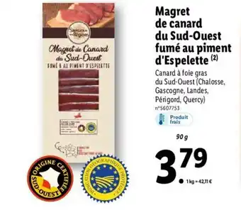 Lidl Magret de Canard du Sud-Ouest Fumé au Piment d'Espelette offre