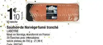 Promocash Saumon de norvège fumé tranché labeyrie offre