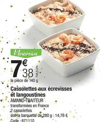 Promocash Cassolettes aux écrevisses et langoustines amand traiteur offre