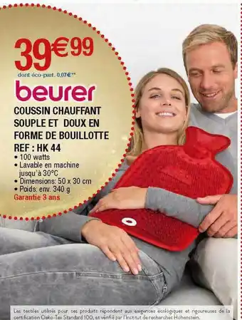 Migros Coussin chauffant souple et doux en forme de bouillotte offre