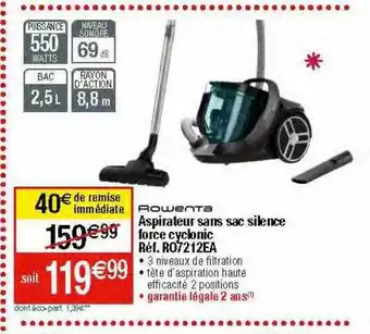 Migros Aspirateur sans sac silence force cyclonic rowenta offre