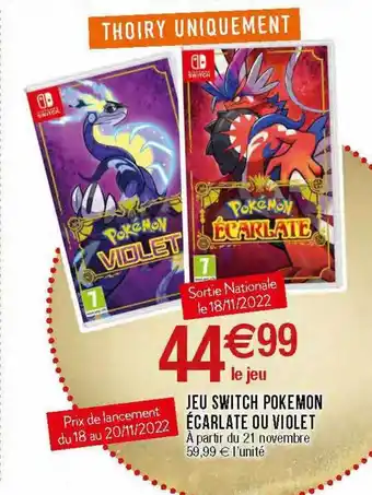 Migros Jeu switch pokémon écarlate ou violet offre