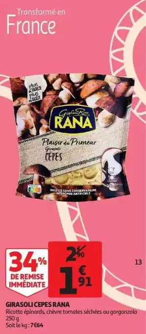 Auchan Girasou cèpes rana offre