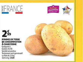Auchan Pommes de terre de consommation à chair ferme offre
