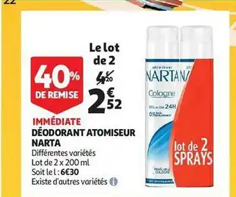 Auchan Déodorant atomiseur narta offre